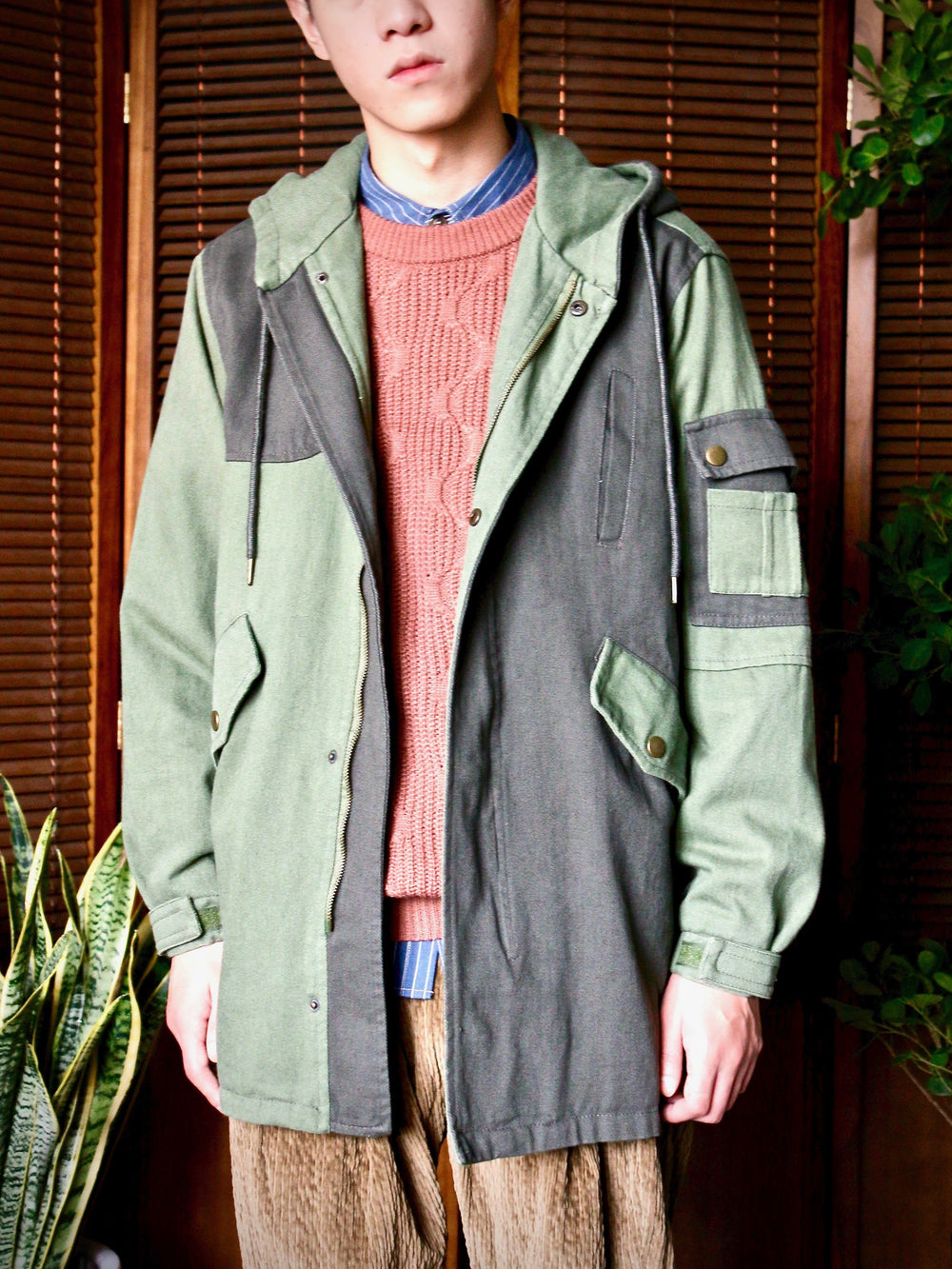 Outwear - Double-Color Long Hoodie Outwear