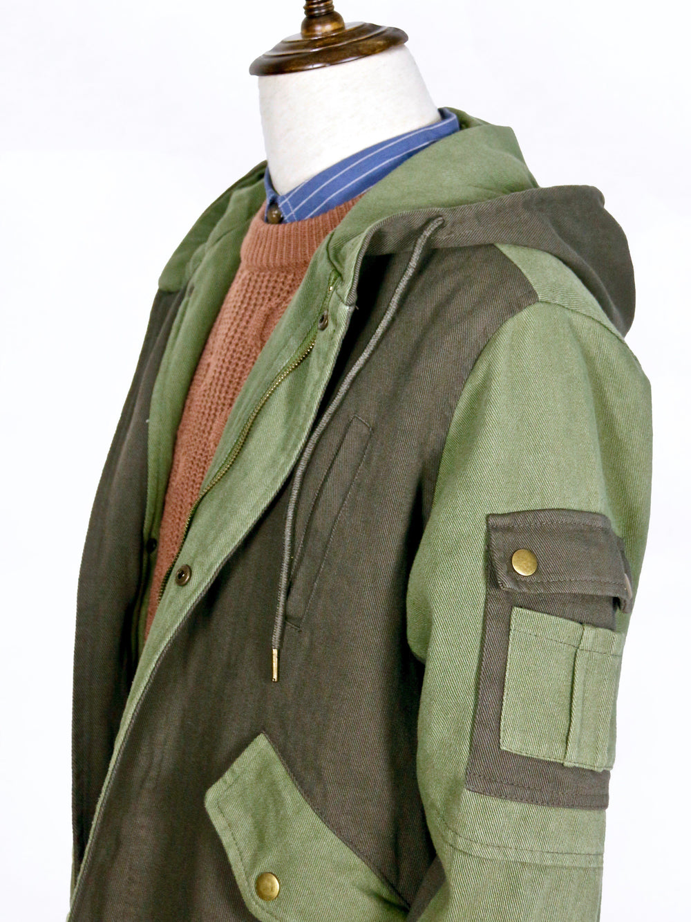 Outwear - Double-Color Long Hoodie Outwear